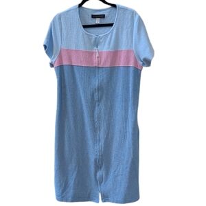 Unbranded Light Blue & Pink Zip-Front Sleep Robe
